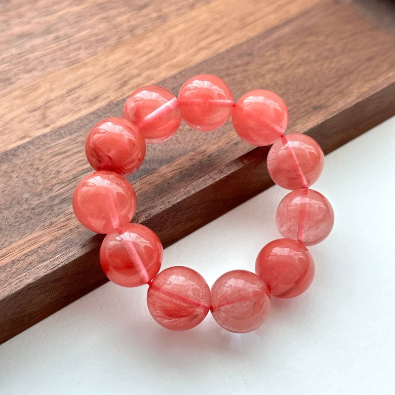 [Lucky Glass] Watermelon Stone Pure Bead Bracelet Believe in yourself if you are lucky - สร้อยข้อมือ - กระจกลาย สีแดง