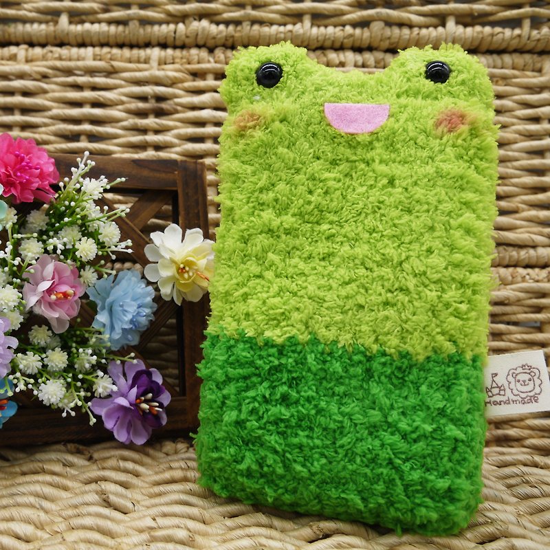Frog-knitted yarn mobile phone bag mobile phone bag iphone samsung millet - เคส/ซองมือถือ - วัสดุอื่นๆ 
