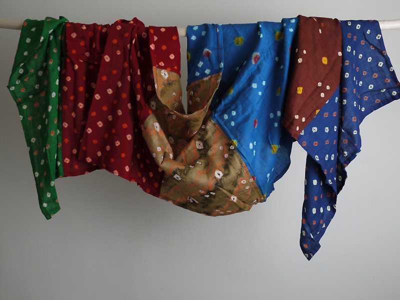 Autumn tie-dyed cotton scarf / vintage Bohemian Indian batik silk scarf shawl-Christmas exchange gift - Knit Scarves & Wraps - Cotton & Hemp 