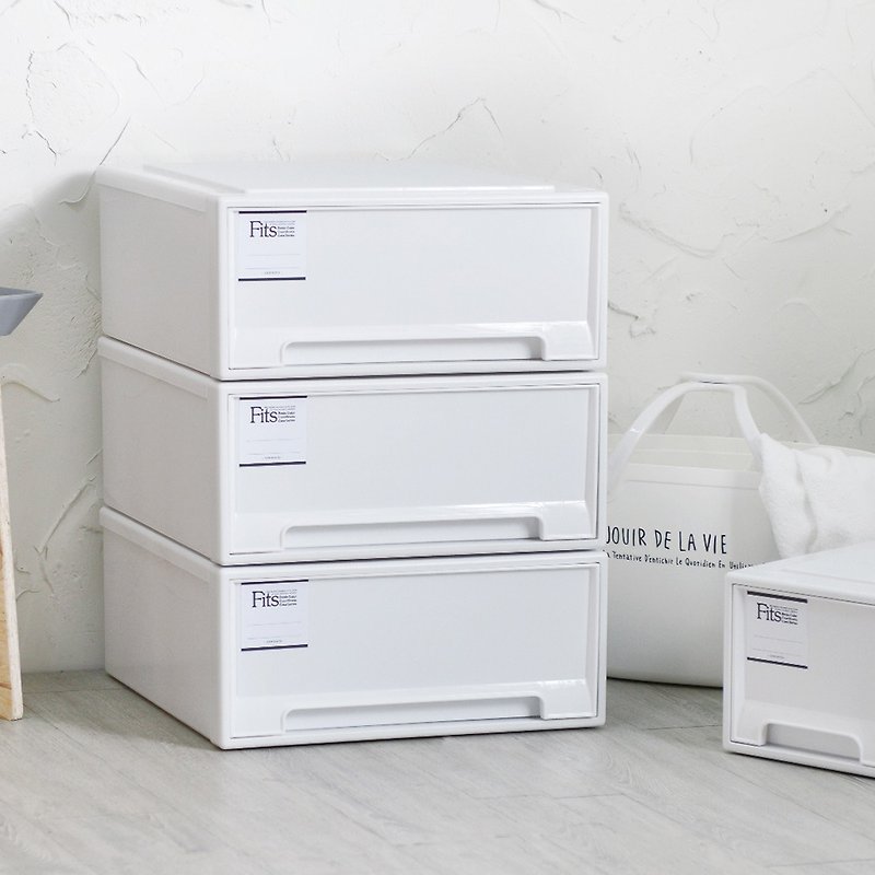 Japan's Tianma Fits MONO pure white square 45 wide single-layer drawer box-height 20CM-3 into - Storage - Plastic White
