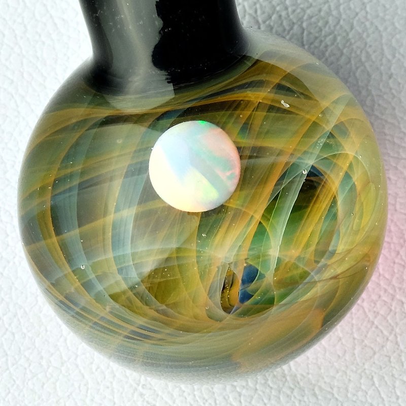 Universe Planets Space Handmade Lampwork Glass Pendant - Necklaces - Glass Orange