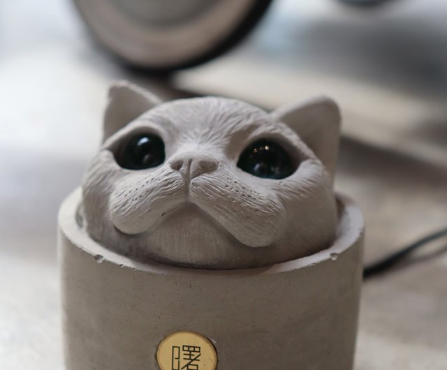 akebono MUSE タッチ水道管猫発光デスクランプ LED ライト装飾毛皮の猫