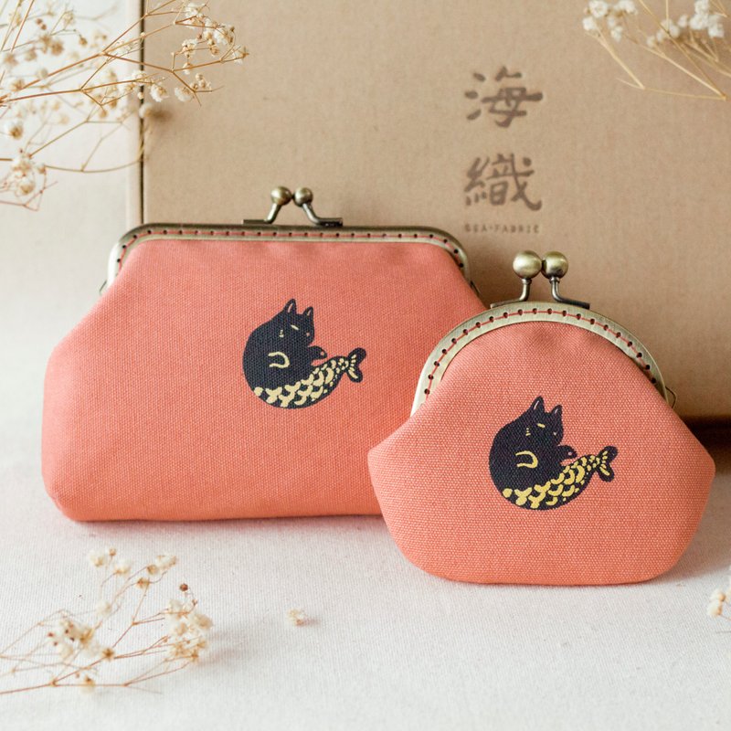 Little black cat and fish combination ceremony - Wallets - Other Materials Orange