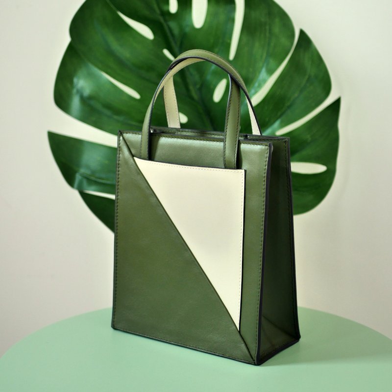 真皮托特包 Daniel Mini Tote 款 / Olive Green - 手提包/手提袋 - 真皮 綠色