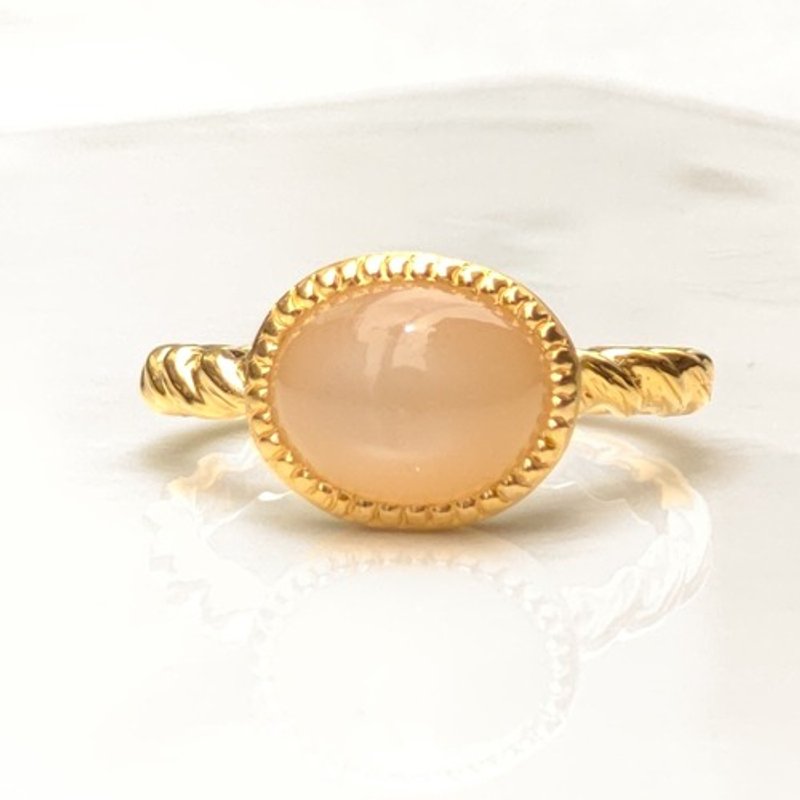 Pinkoi Proxy Purchase -  Orange Moonstone Oval Cabochon 10x8 Silver SV925 Ring - General Rings - Gemstone 