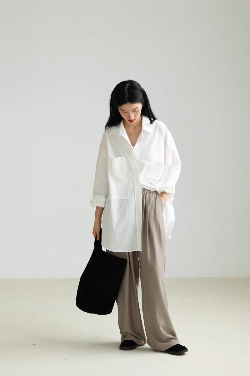 3rd heaven classic pima cotton paper oversized big pocket shirt - เสื้อเชิ้ตผู้หญิง - ผ้าฝ้าย/ผ้าลินิน 