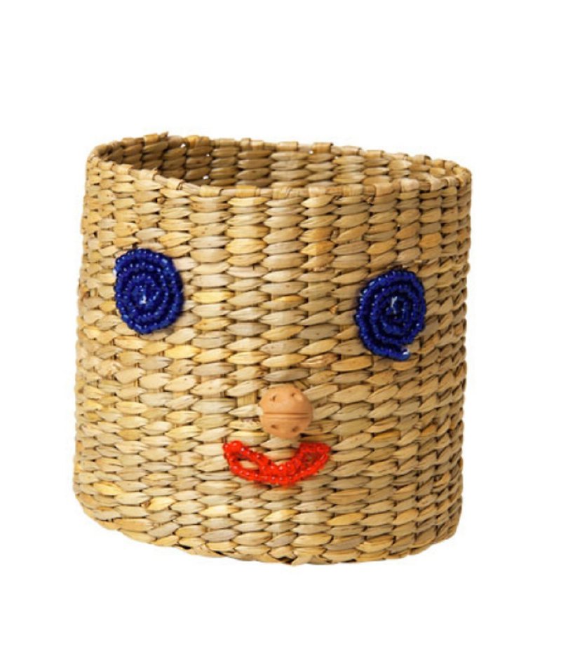 Earth tree fair trade fair trade-straw terracotta smiley storage small cylinder - ชั้นวาง/ตะกร้า - วัสดุอีโค 