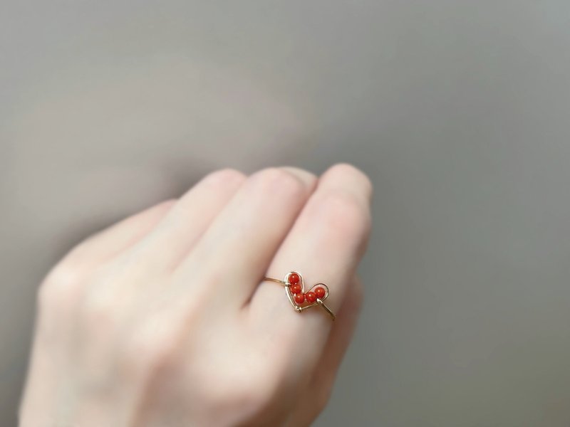 My heart - Red coral wire ring - แหวนทั่วไป - เครื่องเพชรพลอย สีแดง