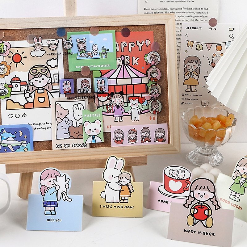 InfeelMe warm air life yearning for multi-material note paper decorative card PET sticker three-dimensional small card material package - สติกเกอร์ - กระดาษ 