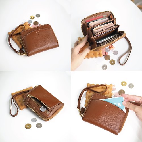 Charin Charm (Chocolate) : Medium Zip Wallet, Short wallet, Cow Leather, Brown