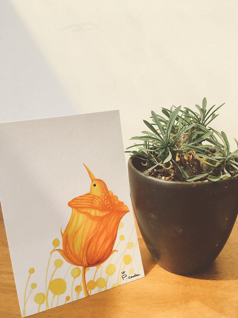 Story Postcard-Monochrome Bird Series-I'm going to travel - การ์ด/โปสการ์ด - กระดาษ สีส้ม