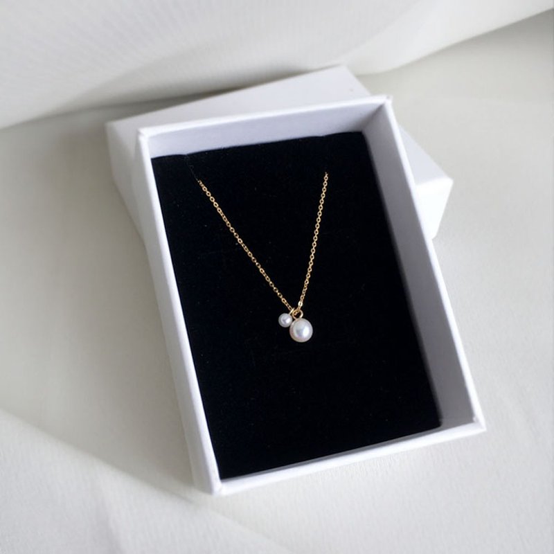 K14gf Semi-Long Chain Top class Pearl Necklace 50cm - Necklaces - Pearl White