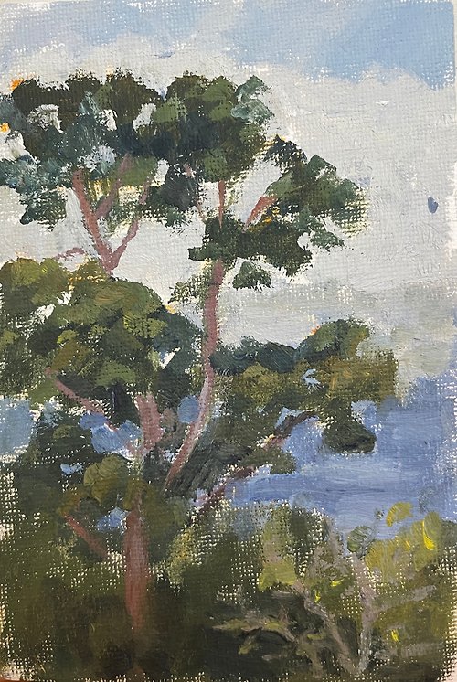 artkaso Pine in Carmel by the Sea,oil painting, 4x6in(10x15cm)
