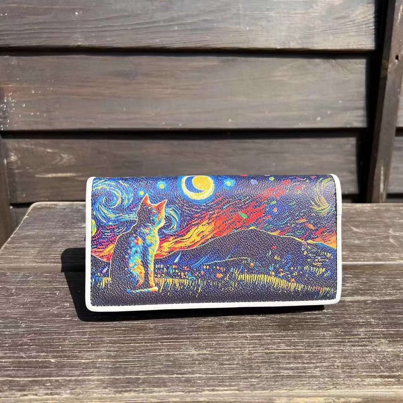 Van Gogh Cat Wallet In Vinyl - Wallets - Faux Leather Black