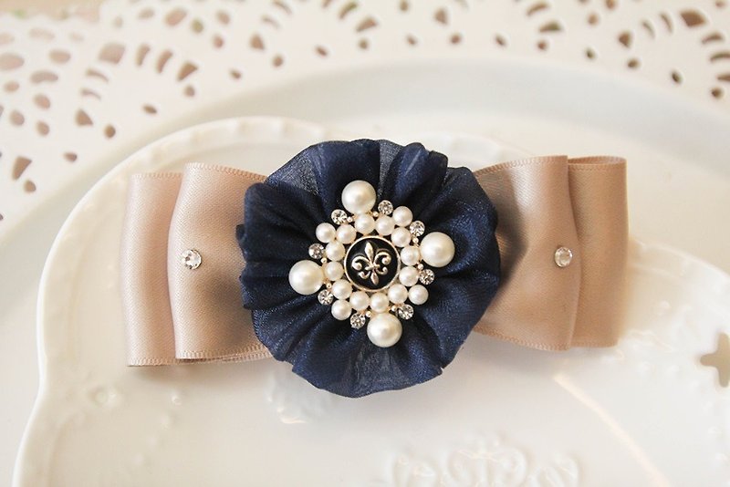 Sweet House Champagne Gold Bow French Clip - Hair Accessories - Cotton & Hemp Gold