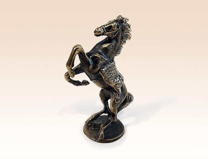 Horse Miniature Bronze Figurine animal art sculpture handmade metal statue gift - ของวางตกแต่ง - โลหะ 