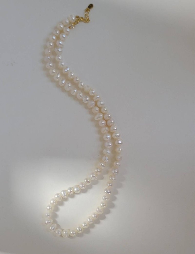 Fashion Pearl Necklace/Natural Pearl/Sterling Silver/Light Jewelry - Necklaces - Pearl White