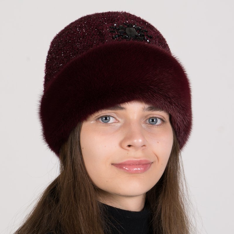 Knit Fur Hat Womens Winter Real Fur Hat Warm Beanie Mink Hat Wool Hats - Hats & Caps - Wool Multicolor