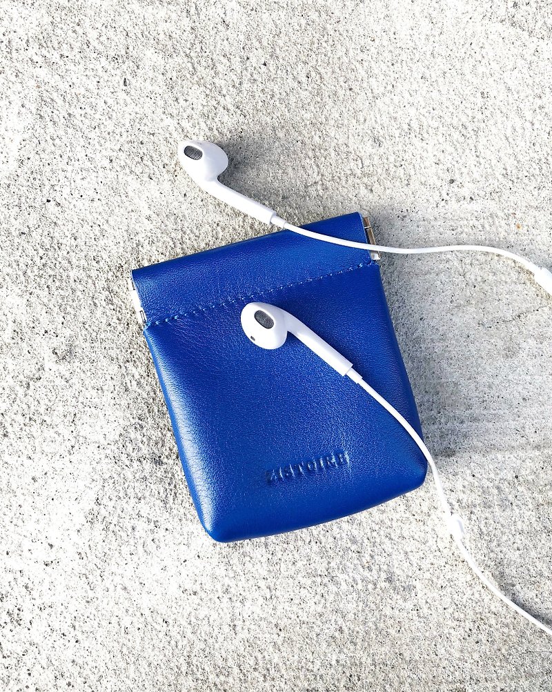 [Glamor] ZiBAG-037S/Spring Gold Headphone Bag / Royal Blue - กระเป๋าใส่เหรียญ - หนังแท้ 