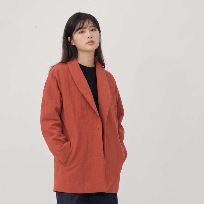 Carol Cotton Raglan Sleeves Suit jackets / Brick Red - Women's Blazers & Trench Coats - Cotton & Hemp Red