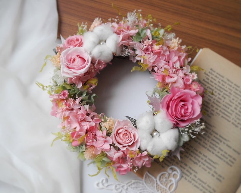 Sakura blossoming wreath / candle decoration pink not withered - ช่อดอกไม้แห้ง - พืช/ดอกไม้ สึชมพู