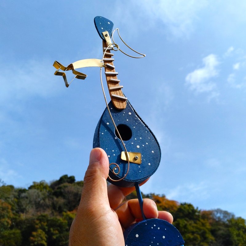 Starry Sky Acoustic Guitar - ของวางตกแต่ง - ไม้ สีน้ำเงิน