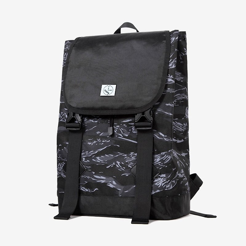 Gray camouflage 15 吋 notebook after the backpack - กระเป๋าเป้สะพายหลัง - เส้นใยสังเคราะห์ สีดำ