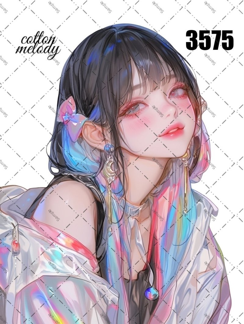 original sticker no.3575 人物ステッカー オリジナルステッカー オリジナル人物ステッカー 装飾ステッカー cotton melody - 貼紙 - 紙 
