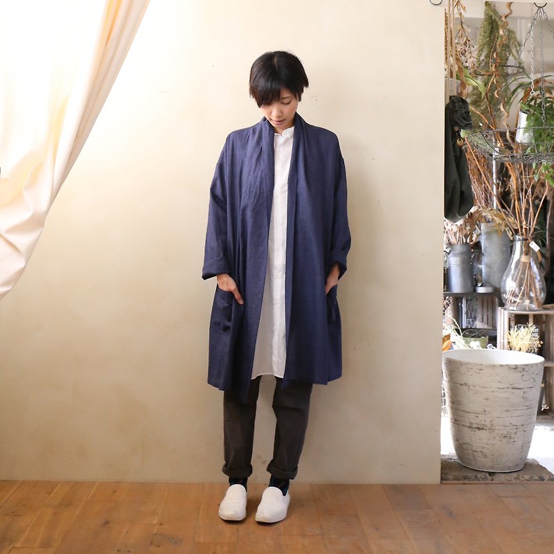Washable wool long coat NV · unisex - Men's Sweaters - Other Materials Blue