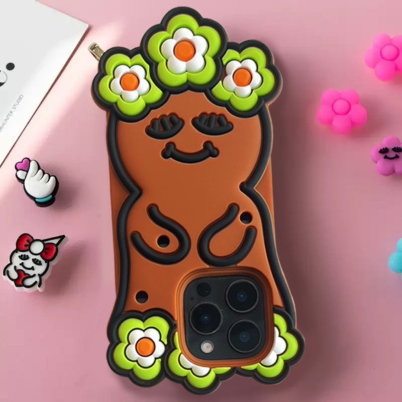【Candies】iPhone 16 Pro - 花花睡眠寶寶 咖啡 手機殼 - 手機殼/手機套 - 矽膠 咖啡色