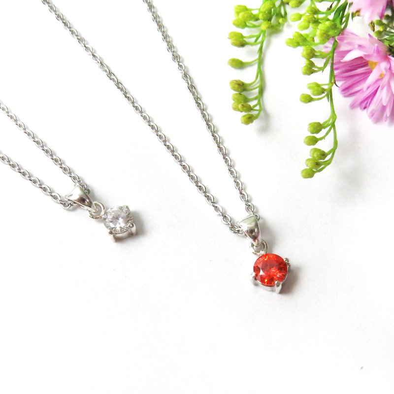 Lucky Color Stone Necklace / 925 Silver/ Customized Handmade / Best Friends Gift - สร้อยคอทรง Collar - โลหะ หลากหลายสี