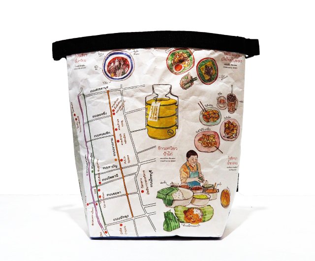 Lunch Bag / Newspaper Design Thermal Washable Paper Bag - Shop Craftbag  Thailand Lunch Boxes - Pinkoi