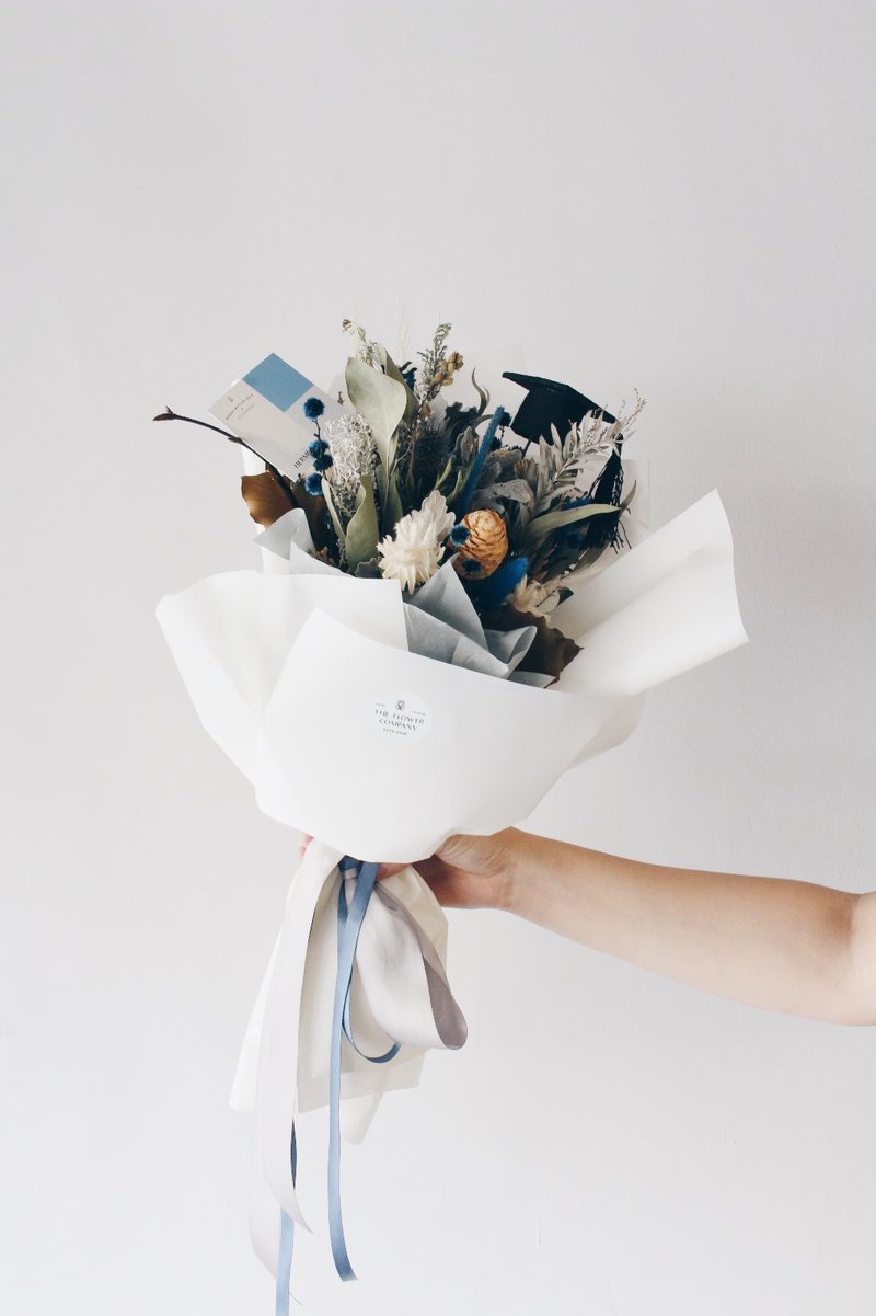 Bouquet【信使之神Hermes】畢業 畢業禮物 乾燥花 花束 畢業花束 - 乾燥花/永生花 - 植物．花 藍色