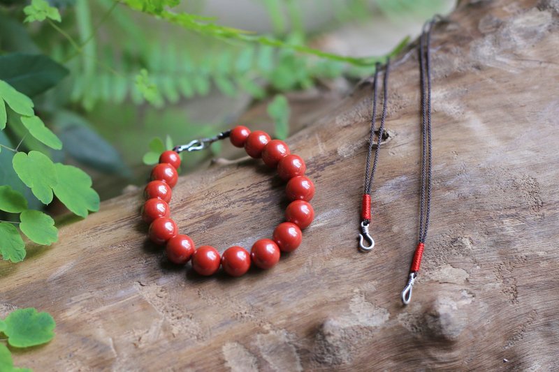 Spring and Autumn Handmade | Bracelet and Necklace Dual Use | Original Imperial Cinnabar to Exorcise Evil Spirits and Transform Tai Sui | Gift - สร้อยข้อมือ - เครื่องประดับพลอย สีแดง