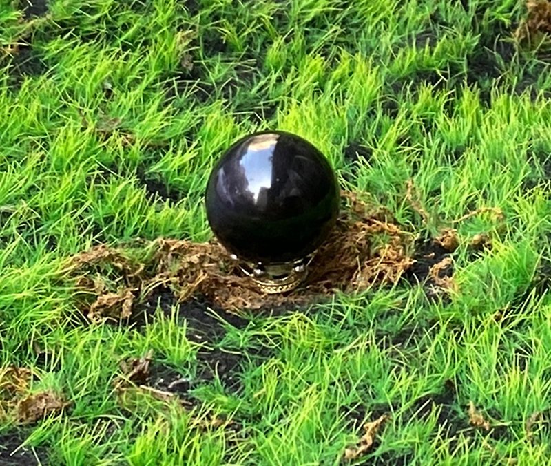 エネルギーオーナメントにはボールBingが付いています - 悪霊を追い払い、安全を保ちます、天然黒曜石ボールは負のエネルギーを浄化します - 置物 - クリスタル ブラック