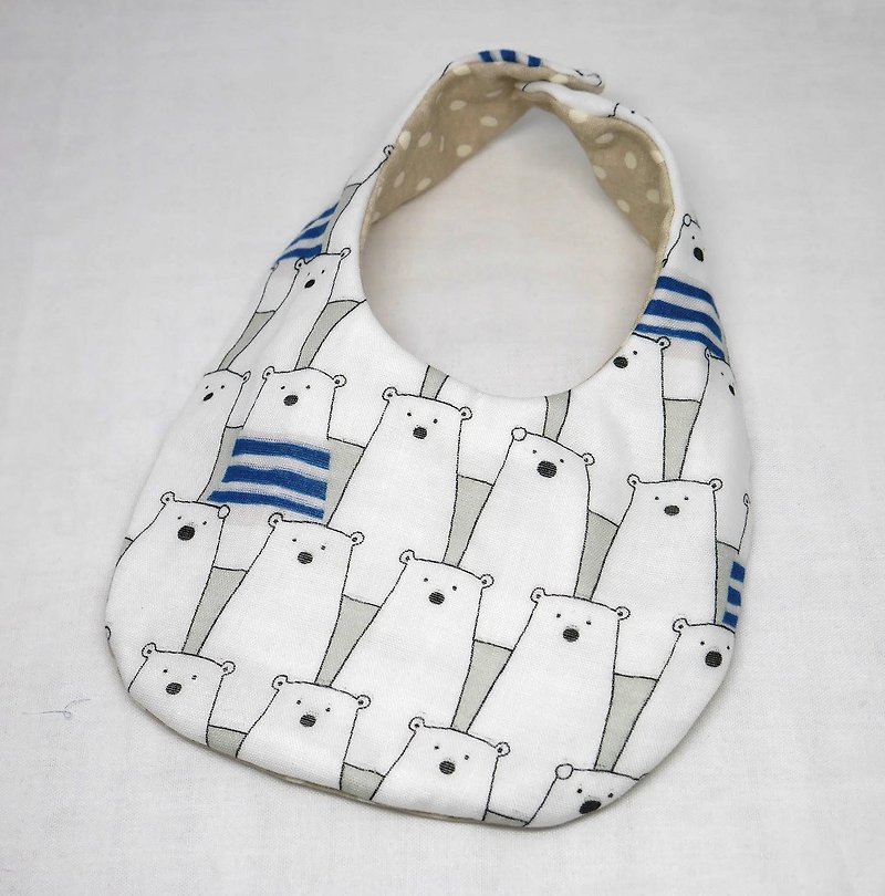 Japanese Handmade 8-layer- gauze Baby Bib  - ผ้ากันเปื้อน - ผ้าฝ้าย/ผ้าลินิน สีเทา