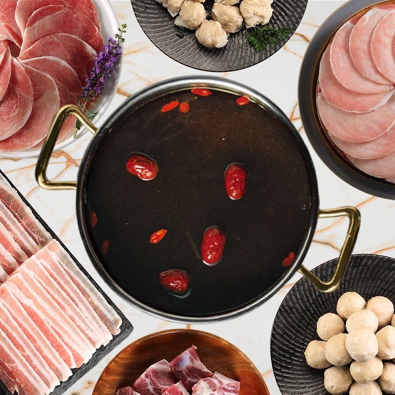 [Fast shipping] Vanilla pig red medicated hot pot set (purchase a set of meat slices/meatballs/soup base) - อื่นๆ - วัสดุอื่นๆ 