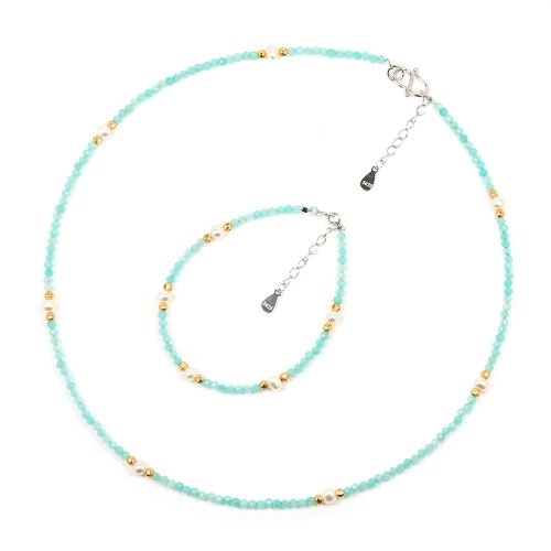 正佳珠寶 Gemsrich Jewelry 【正佳珠寶】天然淡水珍珠 極細天河石 珍珠項鍊 珍珠手鍊
