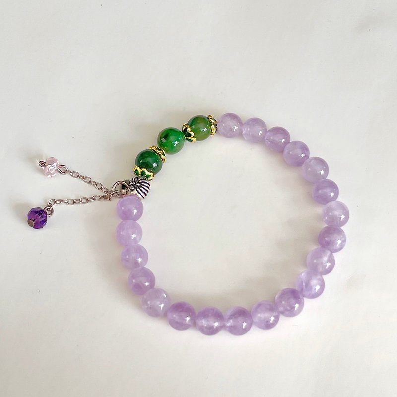 A-grade Burmese jade beads, South African purple jade, gold-covered flower pieces [Wisteria Season] - Bracelets - Gemstone Purple