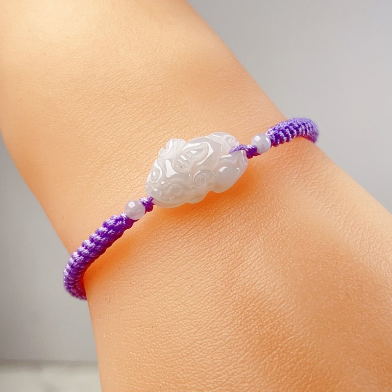 [Lucky Beast] Ice Jade Pixiu Braided Bracelet | Natural Burmese Jade A-grade | Gift - Bracelets - Jade Transparent