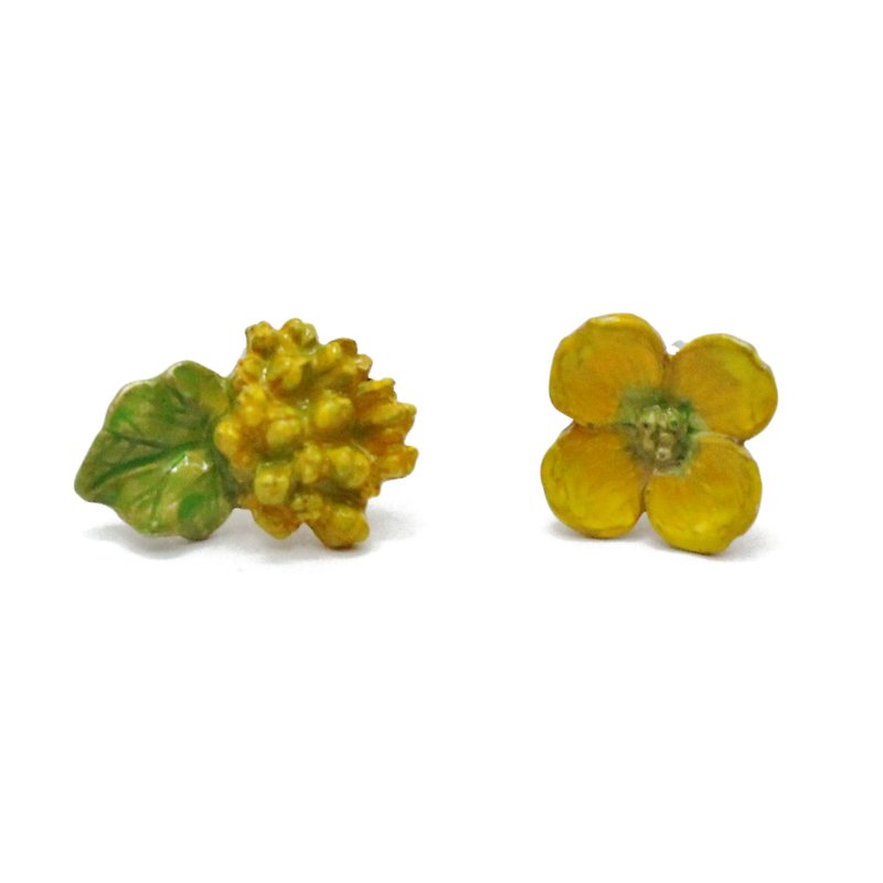 Field Mustard Pierced / Nanohana Earrings PA409 - Earrings & Clip-ons - Other Metals Yellow