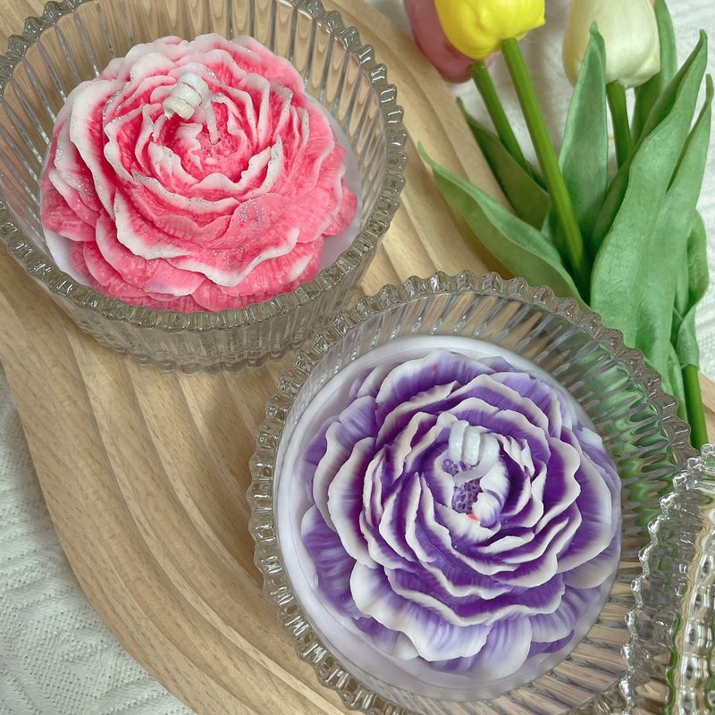 Peony flower container candle - Candles & Candle Holders - Wax 