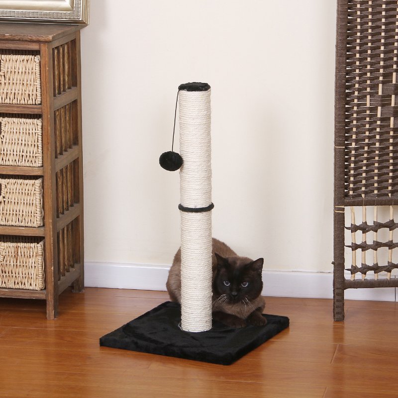 Petpals USA | Cat Claw Post (Black and White) - อุปกรณ์แมว - ผ้าฝ้าย/ผ้าลินิน สีดำ