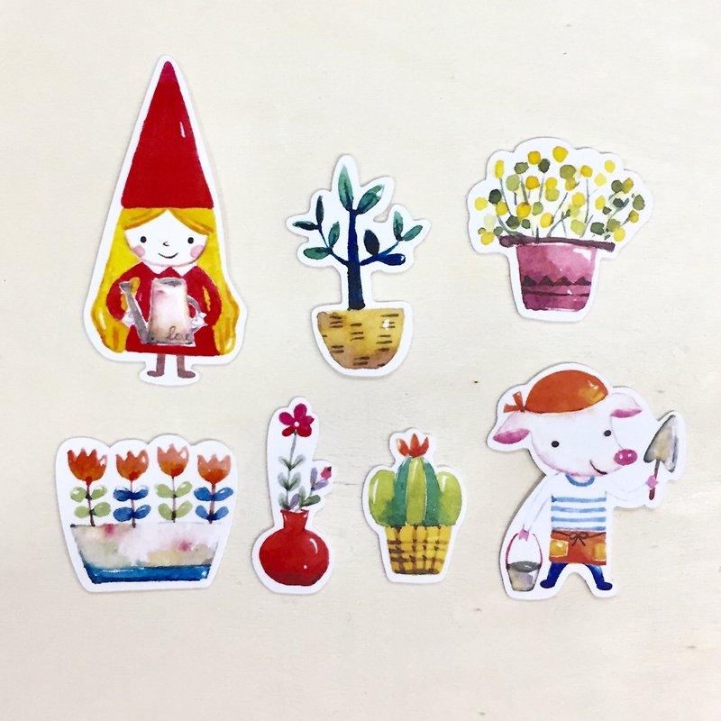 Gardening elf illustration sticker pack - Stickers - Paper 