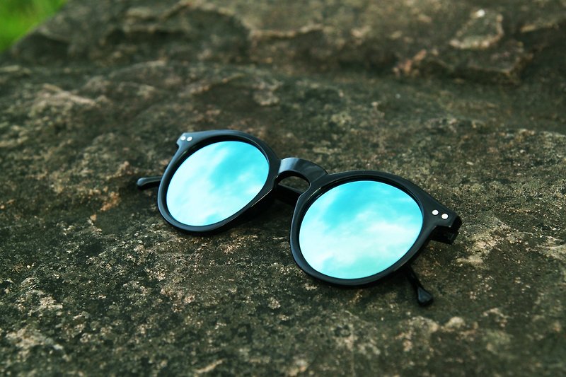 太陽眼鏡│黑色框│綠色反光鏡片│復古墨鏡│2is AngusA4 - 眼鏡/眼鏡框 - 塑膠 綠色