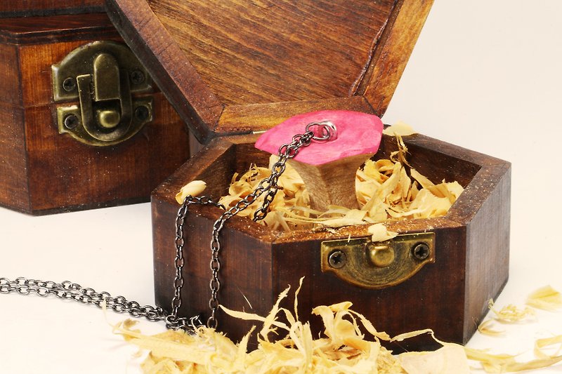 Wooden eating apple necklace style] [wooden box--wood--handmade - handmade [can] pick the color - สร้อยคอ - ไม้ สีแดง