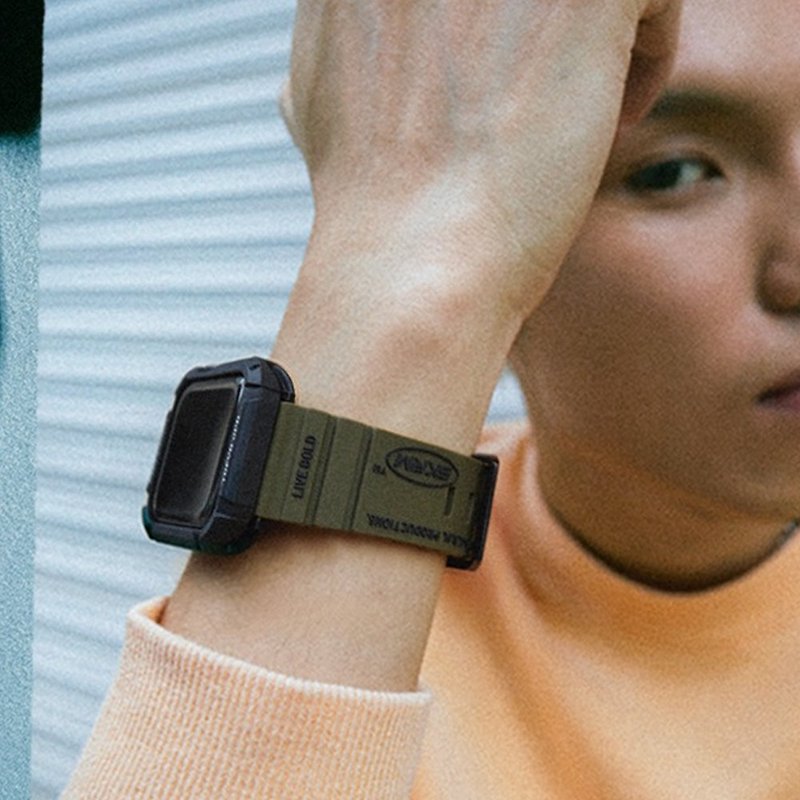 Apple Watch 42/44/45/49mm Shokku Street Style Silicone Strap-Green - สายนาฬิกา - พลาสติก สีเขียว