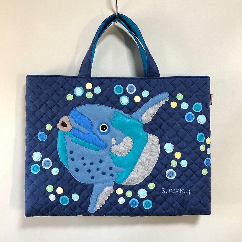 Picture book bag lesson bag Sunfish - สมุดภาพเด็ก - ผ้าฝ้าย/ผ้าลินิน สีน้ำเงิน