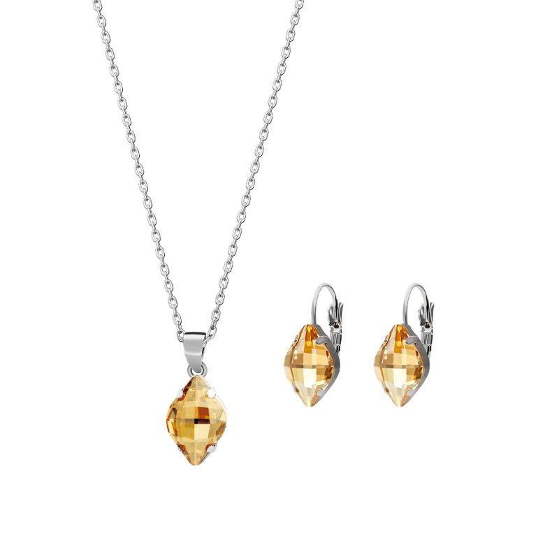 Lemon Cutting Set / Golden Shadow - สร้อยคอ - คริสตัล สีทอง
