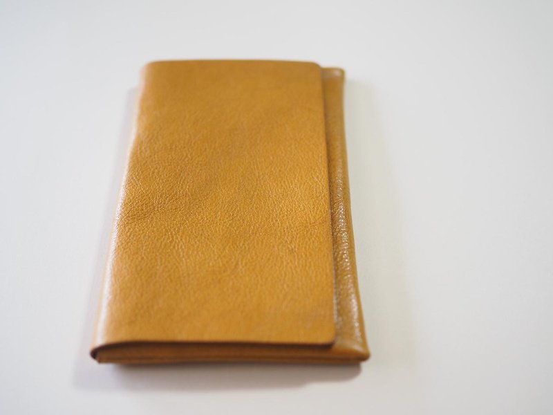 Passbook case with flap / yellow - Other - Genuine Leather Yellow